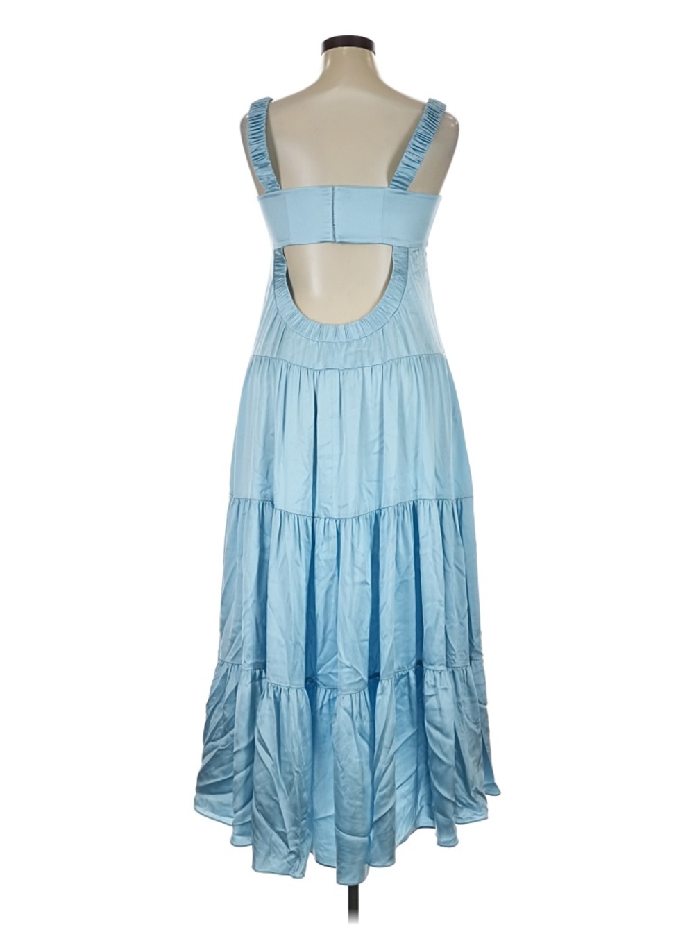 NWT Cinq a Sept Amara 100% Silk Baby Blue Tiered Maxi Dress Sz 14 - Picture 3 of 4